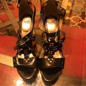 Black patent leather gladiator sandals